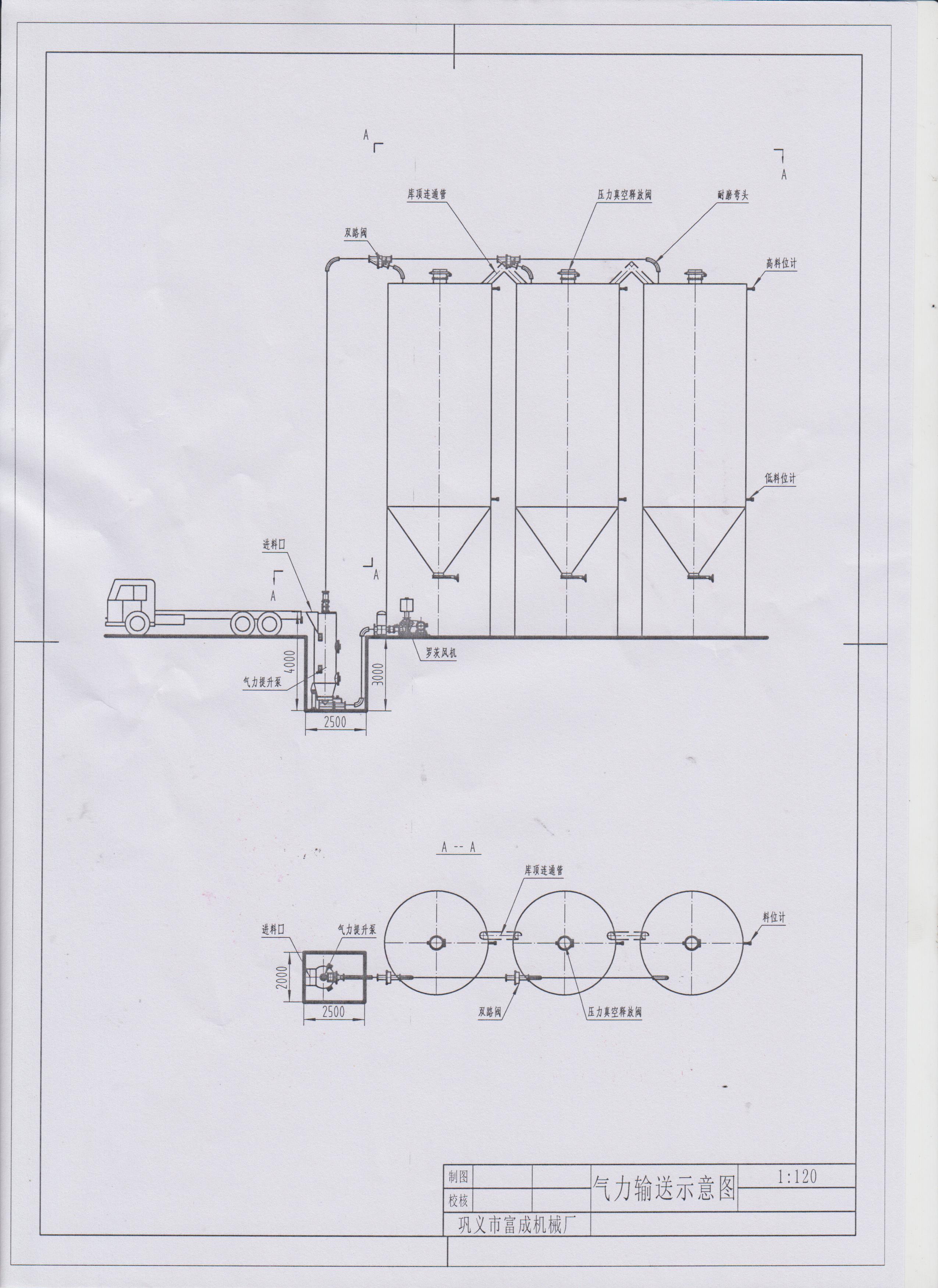富成气力提升输送物料示意图